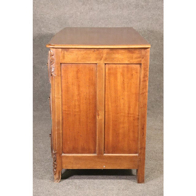 Wood Carved Walnut Floral French Louis XV Country Commode, Circa 1970 For Sale - Image 7 of 13