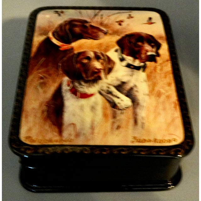 Vintage Russian Papier-Mâché Box With Sporting Dogs For Sale - Image 6 of 9