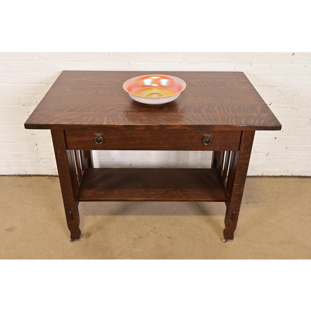 Steuben Gold Aurene on Calcite Large Iridescent Art Glass Fruit Bowl or Center Bowl For Sale - Image 11 of 12