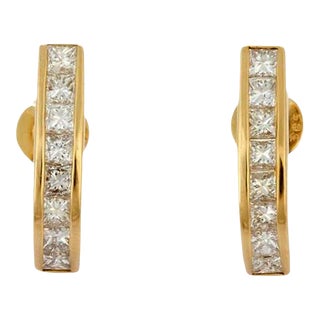 Diamond Long Stud Earrings Handcrafted in 14kt Solid Yellow Gold - 2 Pieces For Sale