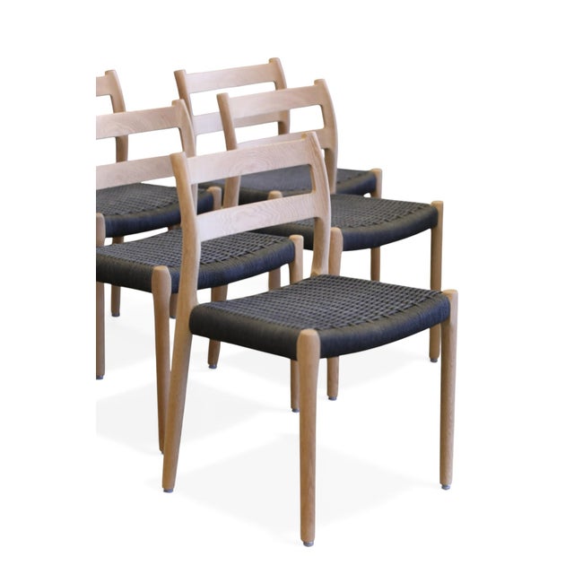 Model 84 Chairs in Oak with Black Cardboard Cord Wicker Seats by Niels Otto (N. O.) Møller for J. L. Møllers, 1960s, Set of 6 For Sale - Image 17 of 18