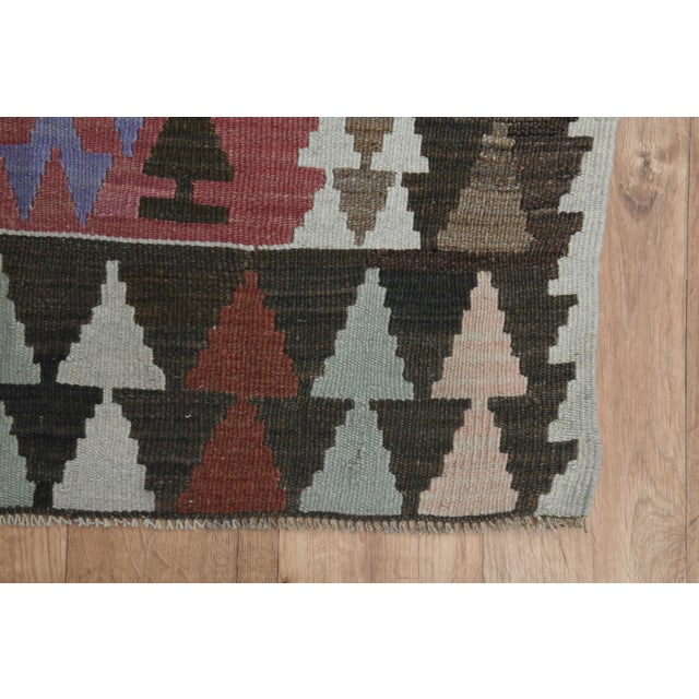 1970s REd Brown Colorful Small Vintage Turkish Kilim Rug For Sale - Image 5 of 11