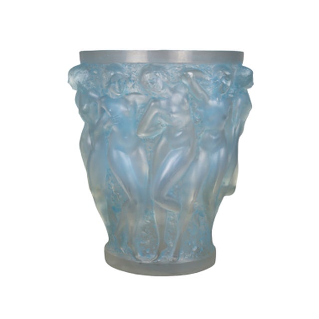 Blue Vintage Opalescent Bacchantes Vase by René Lalique, 1927 For Sale - Image 8 of 8