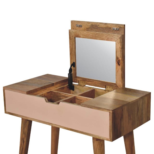 2020s Blush Accent Dressing Table With Mirror and Storage For Sale - Image 5 of 8