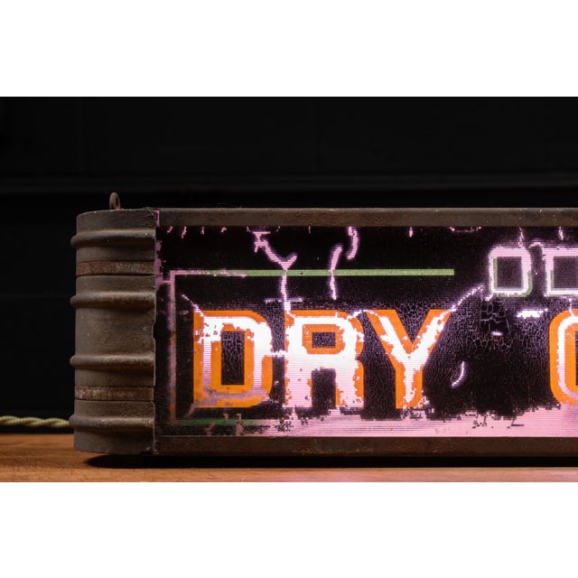 Vintage "Odorless Dry Cleaning" Lighted Storefront Sign For Sale - Image 4 of 9