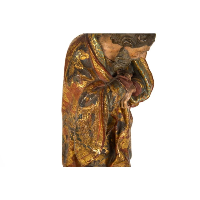 Very Fine Spanish Carved Polychromed Saint Santos Statue C. 1720-50 For Sale - Image 11 of 18