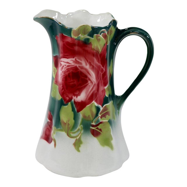 Turn-of-the-Century French K&g Lunéville "Les Roses" Semi-Porcelain Water Pitcher For Sale