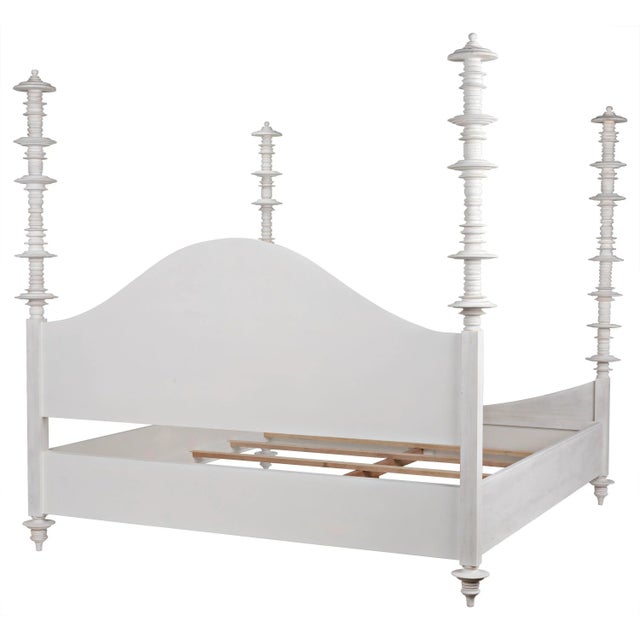White NOIR Ferret Bed, Eastern King, White Wash For Sale - Image 8 of 12