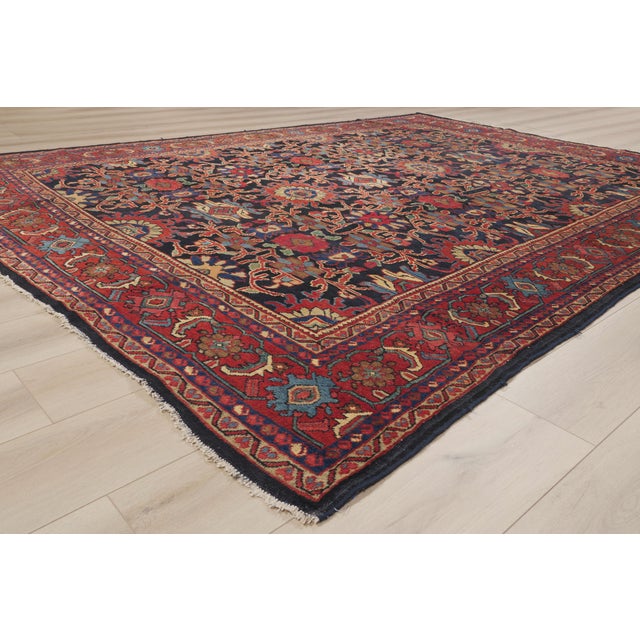 Navy Blue Late 19th Century Persian Mahal Rug, 08'08 X 12'00 For Sale - Image 8 of 10