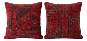 Anatolian Oushak Rug Pillow Cover 15'' X 15'' - Set of Two