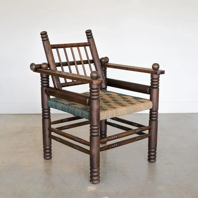 Wood Pair of 1940s Oak and Woven Lounge Chairs by Charles Dudouyt For Sale - Image 7 of 12