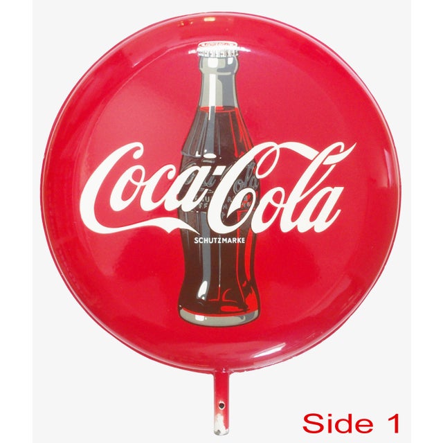 Large Double-Sided Coca Cola Enameled Sign, 1960s For Sale - Image 9 of 12