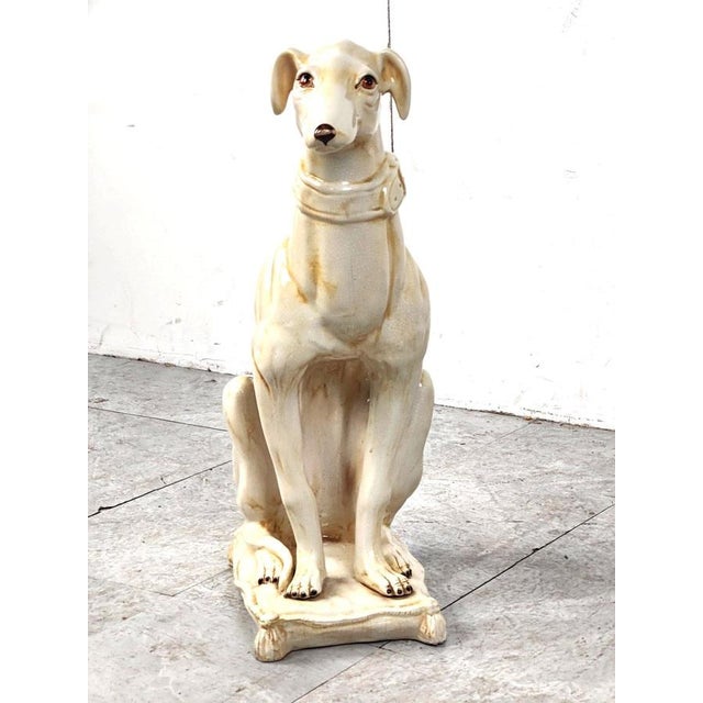 Ceramic Ceramic Greyhound Sculpture, 1960s For Sale - Image 7 of 12