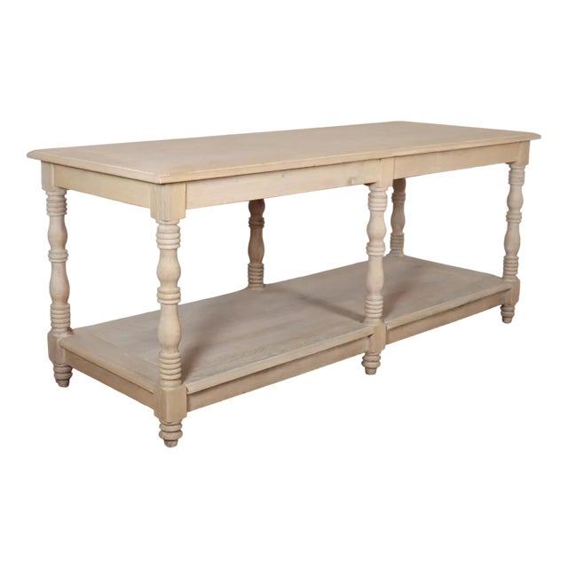 French Bleached Oak Drapers Table For Sale