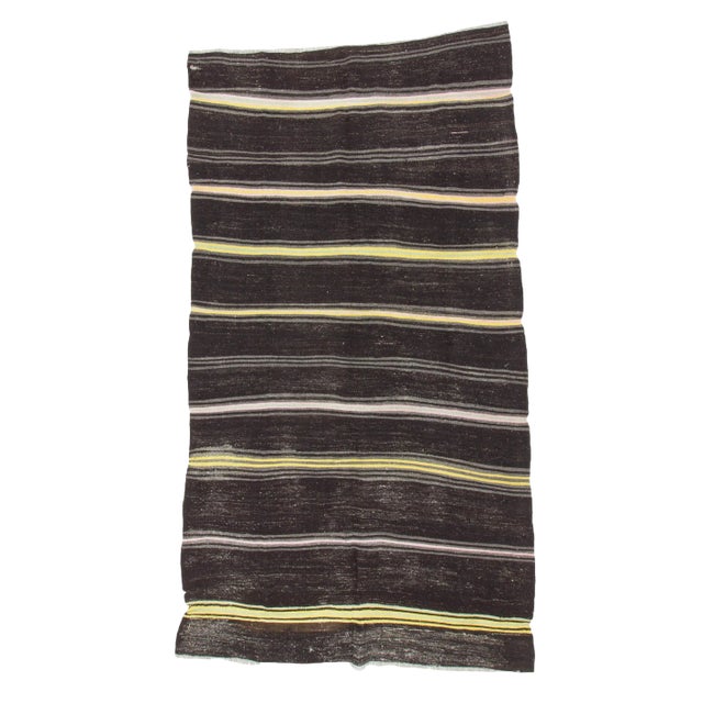 1960s Vintage Striped Turkish Kilim Rug- 6′6″ × 11′7″ For Sale