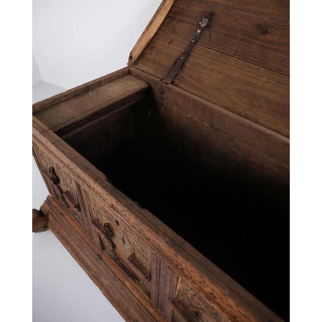 Chest in Oak with Carved Details and Fruitwood Inlays, 1860s For Sale - Image 11 of 14