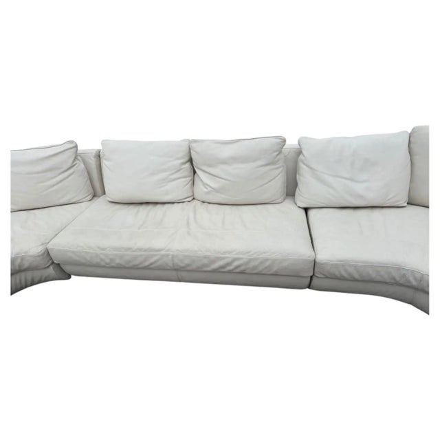 Natuzzi Rondo Curved Modular Italian Leather Sectional Sofa For Sale - Image 4 of 10