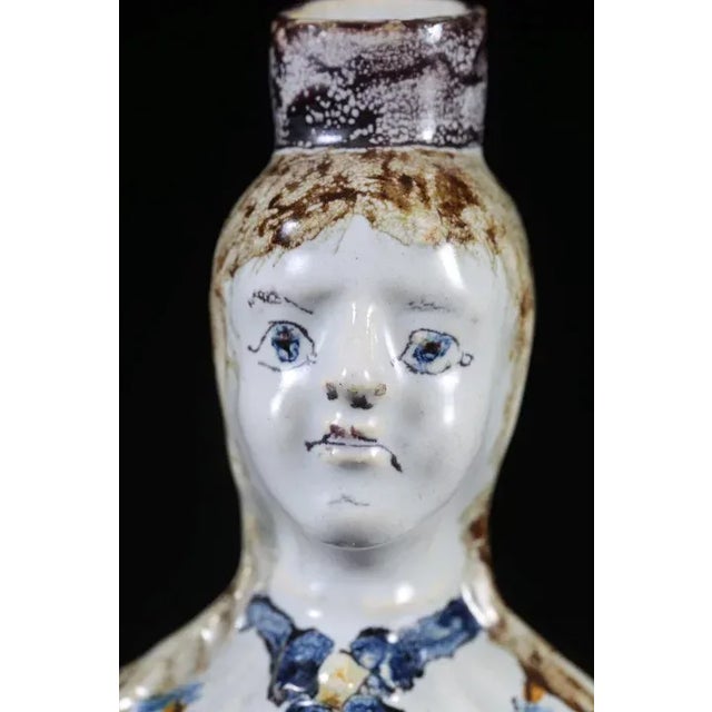 19th Century Continental Tin Glaze Figural Woman Decanter For Sale - Image 4 of 11