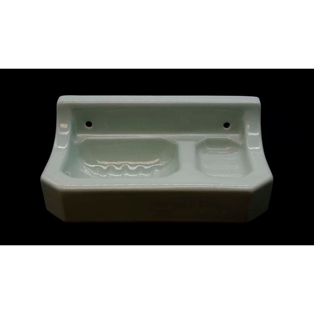Traditional Vintage Green Porcelain Surface Mount Wall Soap Dish For Sale - Image 3 of 6