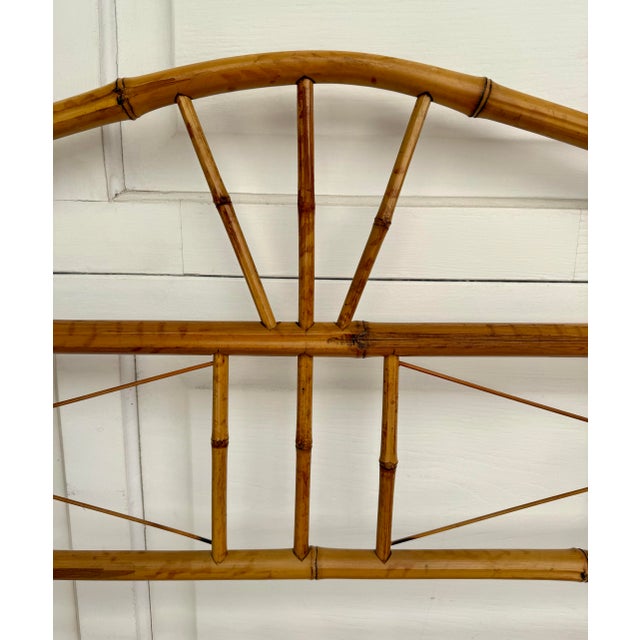 Palm Beach Regency Bamboo 72" Wide Headboard With Geometric Fretwork For Sale In Los Angeles - Image 6 of 9