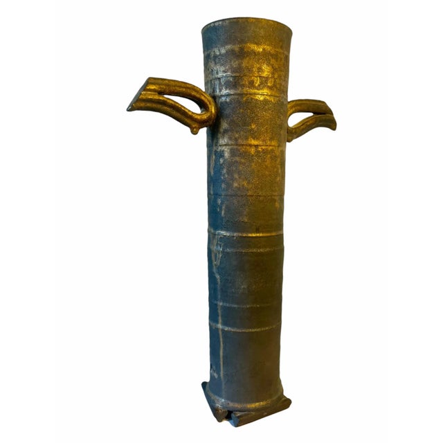 Ceramic Patrick Horsley Pottery Bamboo Motif Vintage Vase Vessel