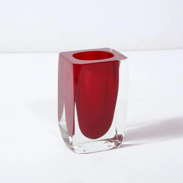 Mid 20th Century Mid-Century Modern Handblown Cardinal Murano Glass Vase For Sale - Image 5 of 12