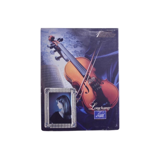 Vintage French crystal table top picture frame with black backing and easel. Holds 5” x 7” photograph. Overall, 6.5" L x...