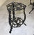 Metal 1950s Rose-Pattern Cast Iron and Aluminum Garden Bistro Set With Two Plant Stands, 5 Pieces For Sale - Image 7 of 16