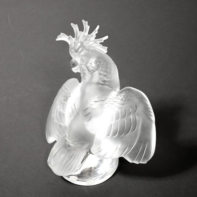 Mid-Century Modernist Sculptural Crystal Cockatiel Sculpture Signed Lalique For Sale - Image 16 of 18