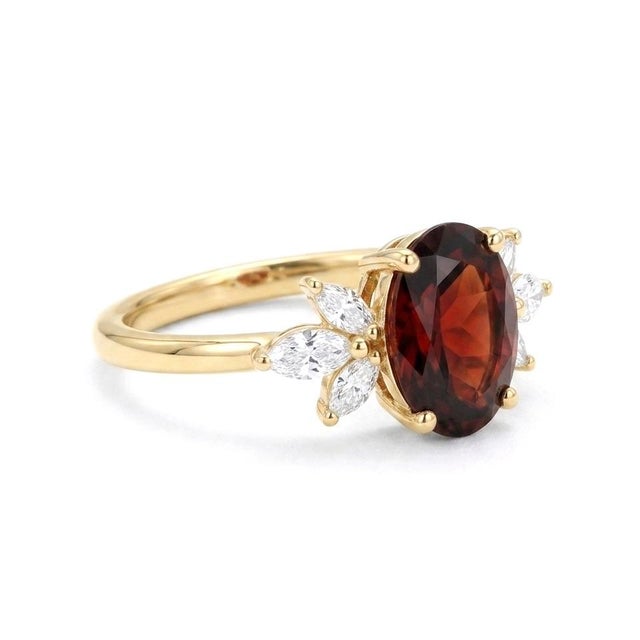 Red Garent Cluster Style Engagement Ring - 925 Silver Handmade Ring Us 7 (All Sizes Available) For Sale - Image 4 of 4