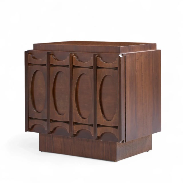Tobago Brutalist Mid Century Walnut Nightstands - Pair For Sale - Image 9 of 11