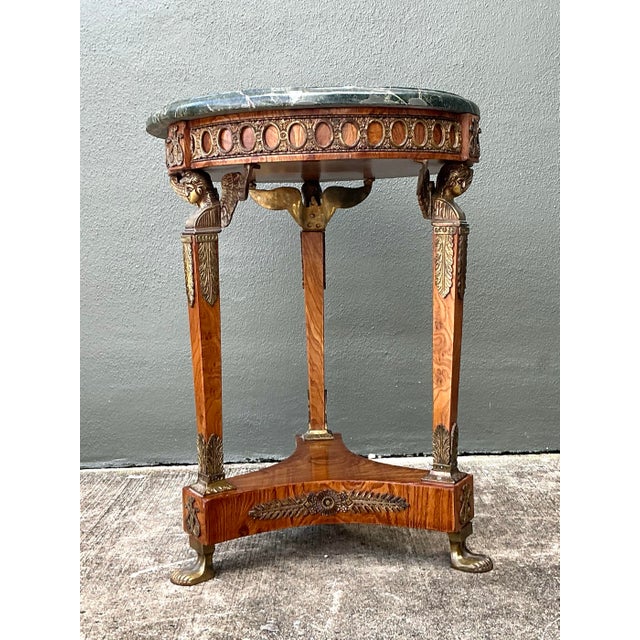 Vintage Ormolu Green Marble Side Table For Sale - Image 11 of 12