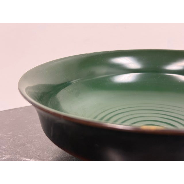Ceramic Japanese Green Lacquerware Plates + Bowl, Set of Five For Sale - Image 7 of 12