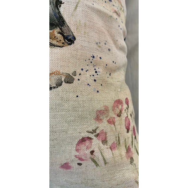 2020s 16" Square Decorative Pillow Embellished With a Frolicking Black & Tan Doxie /Dacshund Dog Portrait - Made in the U K For Sale - Image 5 of 12