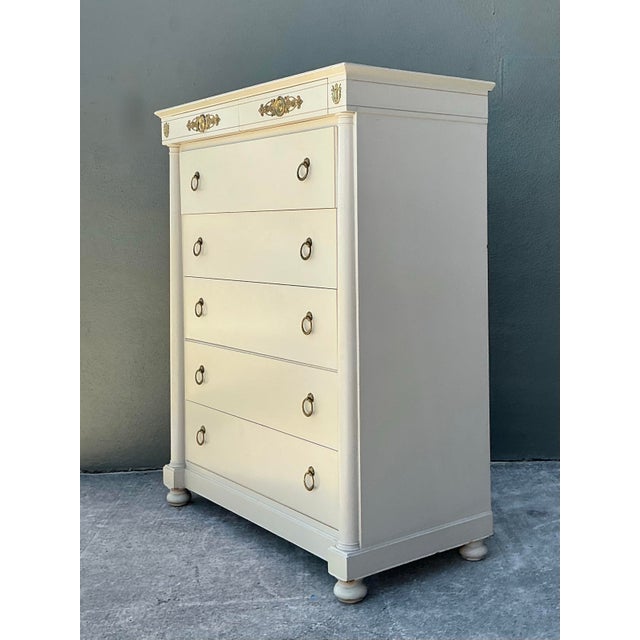 Vintage John Stuart for Johnson Furniture Neoclassical Tall Chest of Drawers For Sale - Image 10 of 12