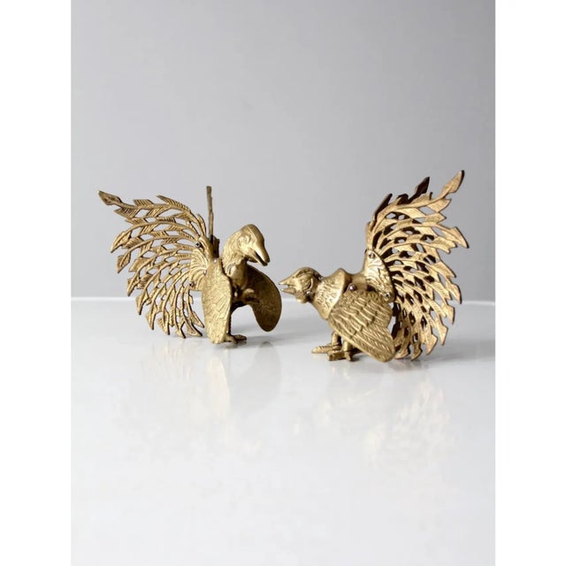 Mid-Century Brass Rooster Pair For Sale - Image 6 of 8
