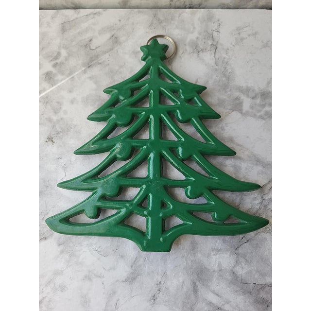 Rustic Vintage Cast Iron Christmas Tree Trivet For Sale - Image 3 of 12