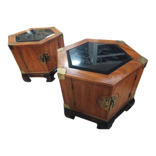 Late 20th Century Pair of Vintage Chinoiserie End Tables For Sale