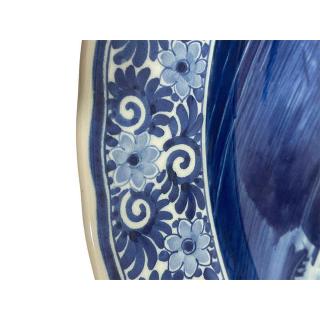 1930s Delft Blue The Cannon Shot Plate by Willem van de Velde for Zenith, 1930s For Sale - Image 5 of 11