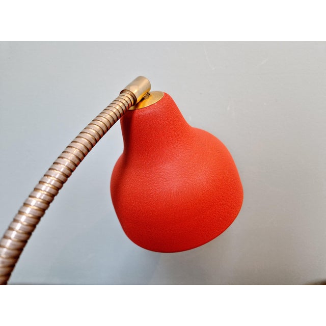 Articulated Desk Lamp in Red Lacquered Metal, 1950s For Sale - Image 13 of 13