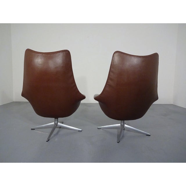 Danish Pirouette Swivel Chair in Leather by H. W. Klein for Bramin, 1960s For Sale - Image 10 of 18