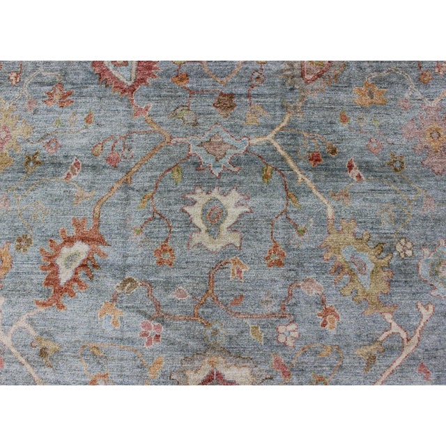 Keivan Woven Arts Angora Oushak Rug, Hand-Knotted Wool in Lt Blue, 9'3"x12'5" For Sale In Atlanta - Image 6 of 11