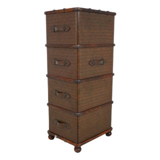 Theodore Alexander Leather Wrapped 4 Drawer Chest For Sale