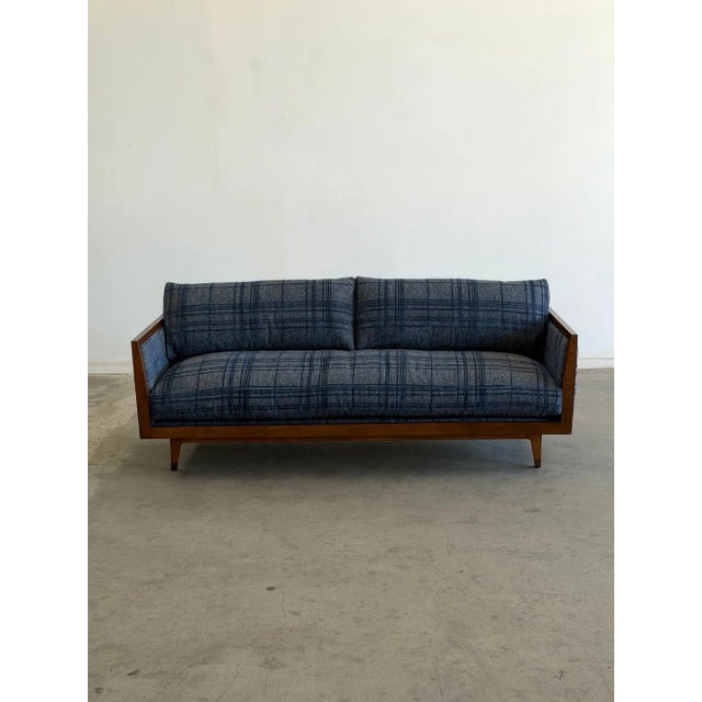 Mid 20th Century Encased Sofa in Patterned Chenille For Sale - Image 10 of 13