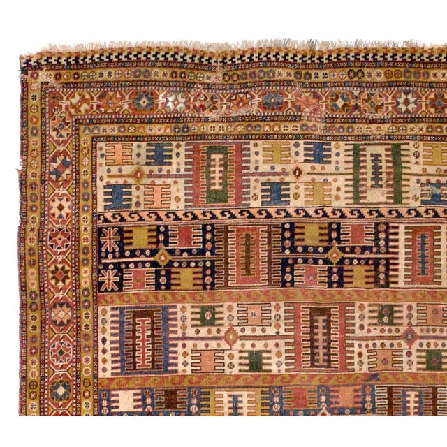 Antique Persian Qashqai Wool Foundation Rug 6’0" X 7’1” For Sale - Image 4 of 6