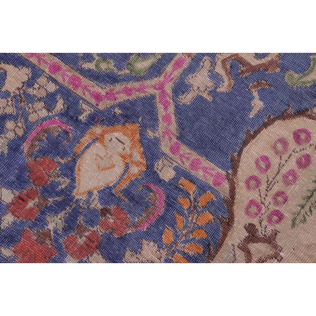 Textile Art Nouveau Vintage 1990's Blue/Red Wool Rug - 9'5'' X 12'8'' For Sale - Image 7 of 10