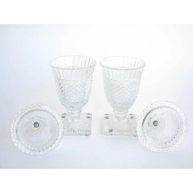 Antique Diamond Cut Glass Lidded Urns With Brass Love Bird Finials - a Pair For Sale - Image 4 of 13