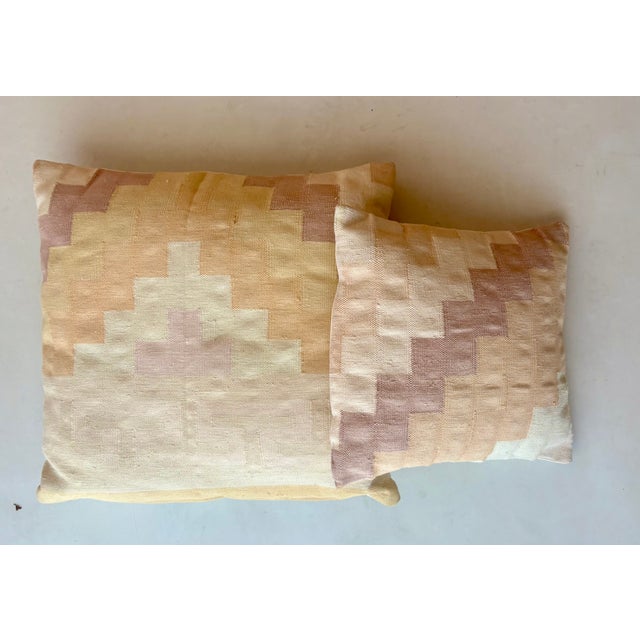 Textile Two Hand Made Pastel Swedish Folk Art Pillows For Sale - Image 7 of 9