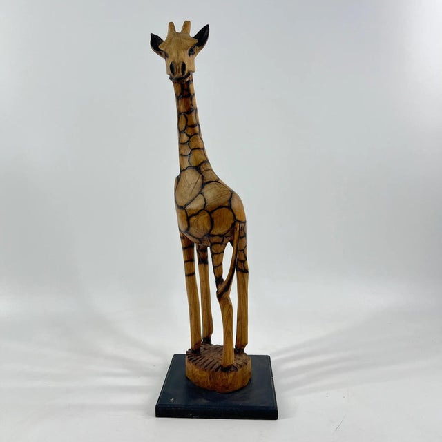Early 20th Century Early 20th Century Giraffe Wood Sculpture on Custom Base For Sale - Image 5 of 11