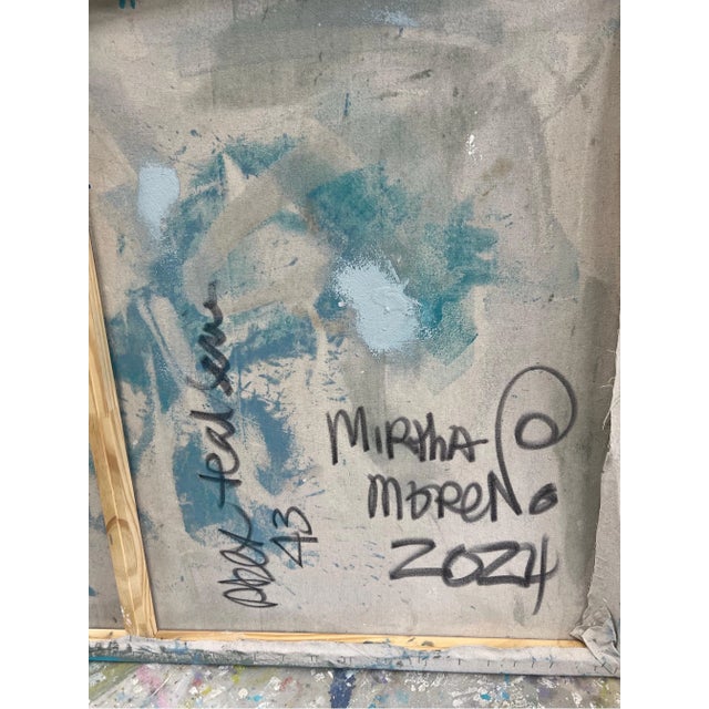 Mirtha Moreno Oil on Canvas Painting Titled “AbEx Teal Series 43” 37 x 52 2024 For Sale In West Palm - Image 6 of 8